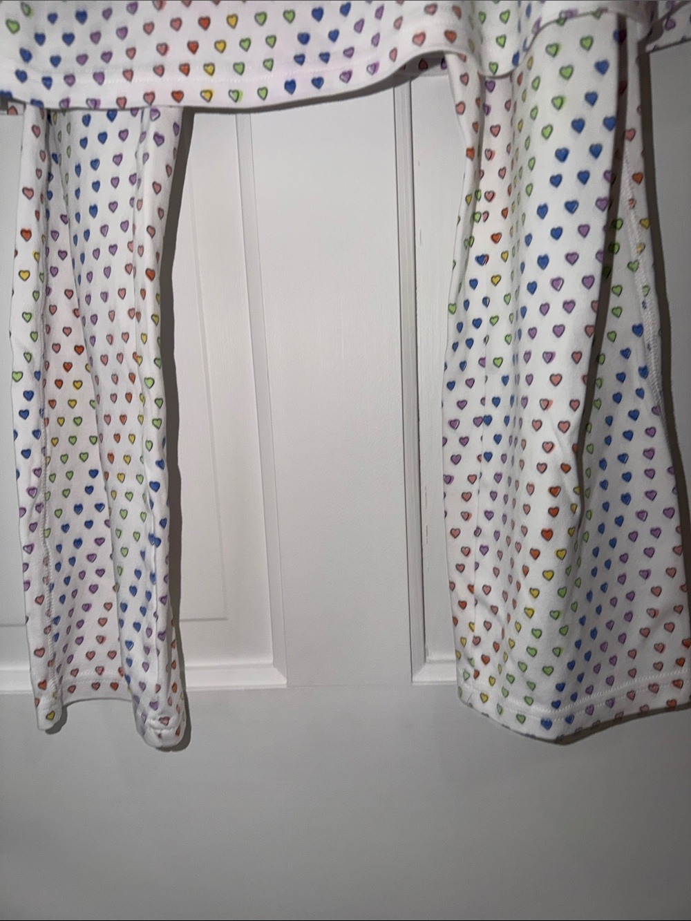 Roller Rabit White Pajama Set with Rainbow Heart Print Small - Picture 3 of 3